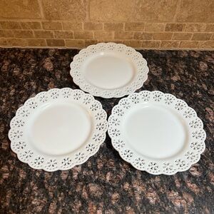 Pier 1 Imports Reticulated White Porcelain Dessert Plates Set of 3